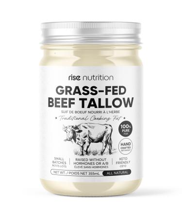Rise Nutrition Grass-Fed Beef Tallow | 100% Pure | Paleo-Friendly Keto Friendly | 12 oz (355mL)