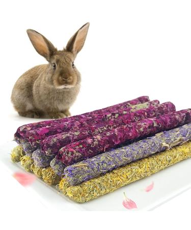 Natural Flowers Flavored Timothy Hay Sticks Rabbit Chew Toys Hamster Molar Snacks 100% Handmade are Perfect Food Accessories for Bunny Guinea Pigs Rats Chinchillas Gerbils and Other Small Animals 5.29 Ounce (Pack of 1)