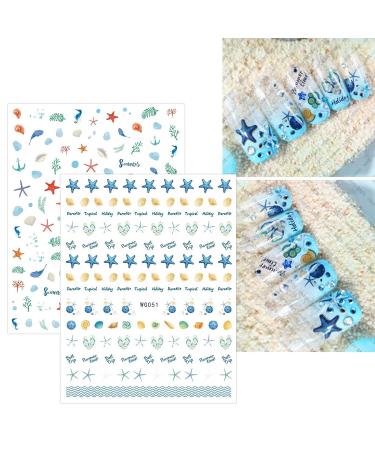 Summer Ocean Nail Art Stickers - Self-Adhesive Fish, Beach Turtle, Whale Decals for Nail Design - Buy Online on GoSupps.com