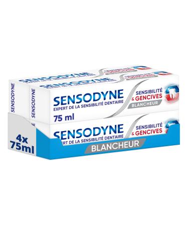 Sensodyne Sensitivity & Gum Whitening Toothpaste, Clinically Proven to Relieve Sensitive Teeth & Gums with Whitening Action, Pack of 4 x 75ml