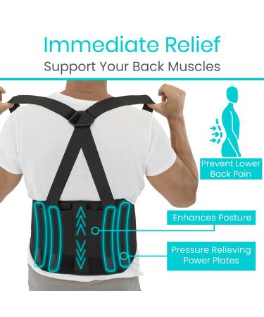 Vive Back Brace for Heavy Lifting | Adjustable Lumbar Support Belt for Men & Women | Pain Relief for Sciatica & Herniated Disc | Comfortable Compression with Suspenders - Buy Online on GoSupps.com