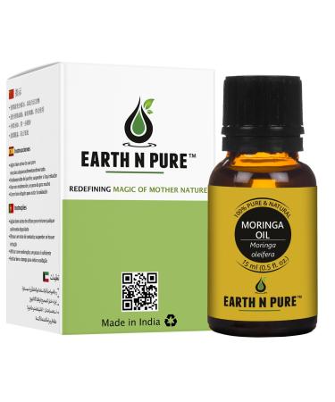 Earth N Pure Moringa Oil Cold Pressed Pure and Natural with Glass Dropper 15 ml Moringa 0.53 Fl Oz (Pack of 1)