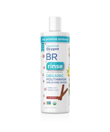 Essential Oxygen BR Certified Organic Brushing Rinse  All Natural Mouthwash for Whiter Teeth  White  Cinnamint  16 Ounce (Pack of 1) Cinnamint 16 Ounce (Pack of 1)
