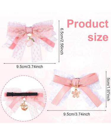 HINZIC 4Pcs Pink Lace Hair Clips - Cute Bow Alligator Clips for Girls - Hair Bow Clip Decoration for Teens & Women - Buy Online on GoSupps.com