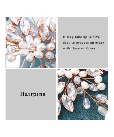Heread Pearl Bride Wedding Hair Pins - Crystal Bridal Headpiece for Women and Girls (Rose Gold) - Buy Online on GoSupps.com