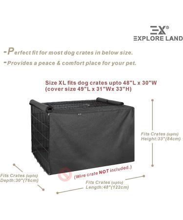 Explore Land Heavy-Duty Dog Crate Cover - 48 Inch Obsidian Black | For Wire Cages with 1, 2, 3 Doors | Pet Kennel Cover for Standard Metal Crates - Buy Online on GoSupps.com