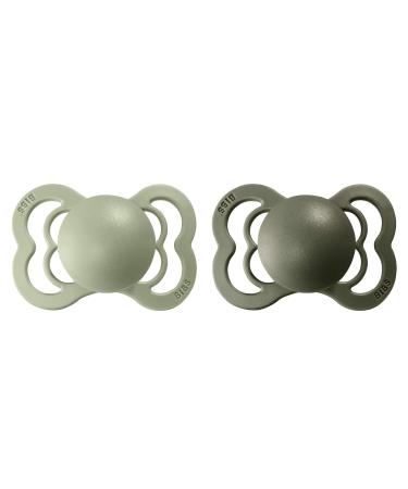 BIBS Supreme Baby Pacifier 2-Pack | Made in Denmark | BPA Free | Silicone Size 1 (0-6 Months) | Sage/Hunter Green - Buy Online on GoSupps.com