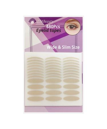 480Pcs Self-Adhesive Single-Sided Eyelid Tapes Double Eyelid Stickers Big Eye Tools, Eyelid Lift Strips for Hooded Droopy Uneven Mono-eyelids, Small and Large size Small and Large Transparent, one-sided sticky