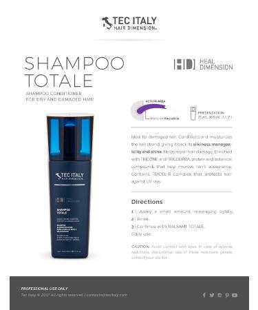 Tec Italy Conditioning Shampoo Totale for Dry & Damaged Hair - Pack of 3 | Hydrating & Repairing Solution | International Shipping Available - Buy Online on GoSupps.com