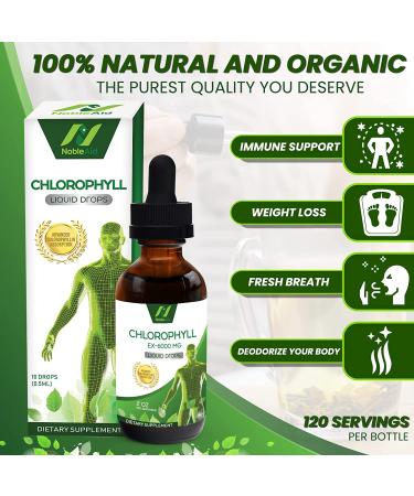 Pure Natural Liquid Chlorophyll Drops by NobleAid - Detox, Odor Neutralizer, Energy Booster - Vegan and Gluten-free Mulberry Supplement - 2 Fl oz - Buy Online on GoSupps.com