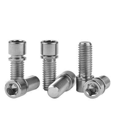 Wanyifa M8 x 20mm Titanium Ti Bolt with Washer for BMX Bicycle Stem Pack of 6 Normal Titanium