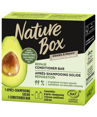 Nature Box - Conditioner Solid Repair - With Cold Pressed Avocado Oil - Detangles and Repairs - Hair Care - 99% Natural Ingredients - 80g Solid