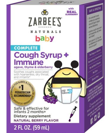 Zarbee's Naturals Complete Baby Cough Syrup Immune with Agave Thyme & Elderberry - 2 Fl Oz 