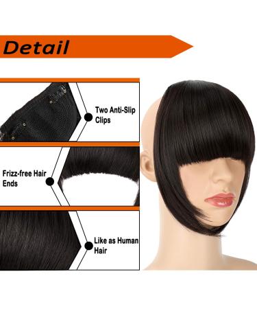 French Bangs Hair Clip Extension - Natural Full Front Neat Bangs with Temples - Dark Brown (Pack of 1) - Buy Online on GoSupps.com