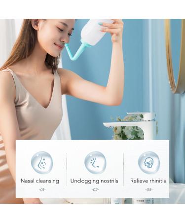 500mL Nasal Rinse Kit with 2 Nozzles Plastic Irrigation Tilt Angle Rhinitis Relief Sinus Rinse Bottle for Adult Children - Buy Online on GoSupps.com