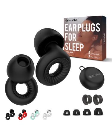 Hushhd Ear Plugs for Sleep & Ear Defenders -27dB Noise Cancelling Ear Plugs for Sleeping Soft and Reusable Noise Reduction Ear Plugs for Concerts Earplugs for Sleep Snoring & Travel (Black)