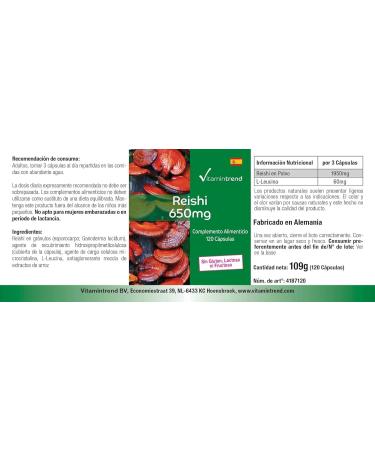 Reishi Powder 650mg - 120 Capsules Functional Vital Fungus Adaptogen Vegan | Vitamintrend  - Buy Online on GoSupps.com