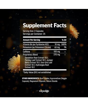 Vityedge Natural Diuretic for Swollen Feet Ankles & Legs Reduce Swelling Edema and Fluid Retention with Effective Water Pills for Leg and Foot Comfort Fast Relief and Support with Dandelite - Buy Online on GoSupps.com