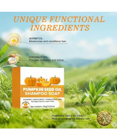  Hengxuan Solid shampoo with pumpkin oil solid shampoo with organic pumpkin deeply nourishes dry and damaged hair reduces frizz and hair loss (2) - Buy Online on GoSupps.com