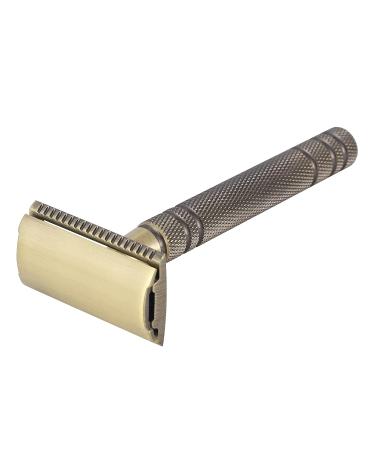 Double Edge Safety Razor - Long Handle Brass Bronze Blade Classic Reusable Manual Razor for Men Shaving - Buy Online on GoSupps.com