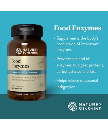 Nature's Sunshine Food Enzymes - Digestive Support with Prebiotics and Probiotics for Gut Health - Digestive Enzyme Supplement for Digestive Health and Relief from Occasional Indigestion - Buy Online on GoSupps.com