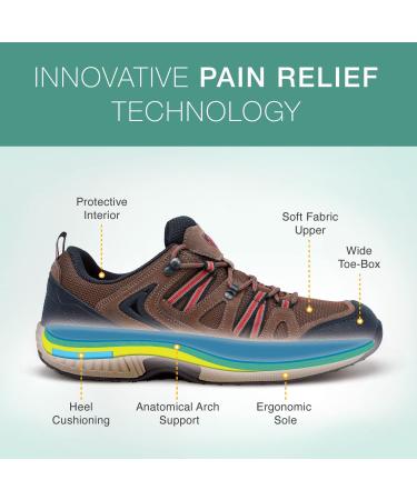 Orthofeet Plantar Fasciitis Sneakers for Men - Heel Pain Relief, Arch Support, Ergonomic Sole - Sorrento 9.5 Wide Brown - Buy Online on GoSupps.com