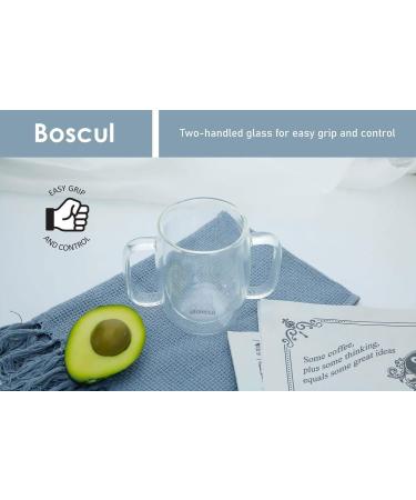 Boscul 350ml Double Walled Glass Mug | Two Handled Lightweight Cup for Elderly & Disabled | Drinking Aid for Arthritis, Dementia & Limited Mobility - Buy Online on GoSupps.com