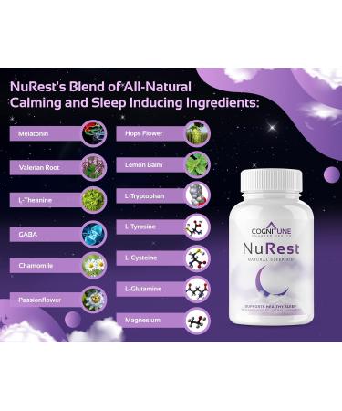 CogniTune Natural Sleep Aid for Adults - Herbal Sleep Aid Supplement - Non-Drowsy Formula with Melatonin, Valerian Root, Lemon Balm, Chamomile, GABA & More Original - Buy Online on GoSupps.com