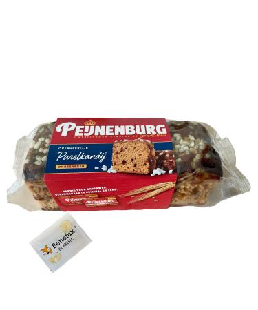 Peijnenburg Ontbijtkoek parelkandij Holland spice cake with rock candy uncut 465g + Benefux. Refreshing towel