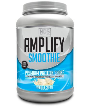 NDS Nutrition Amplify Smoothie Premium Whey Protein Powder Shake with Added Greens and Amino Acids - Build Lean Muscle, Gain Strength, Lasting Energy, and Lose Fat - Vanilla (30 Servings)