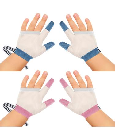 2 Pairs Baby Stop Thumb Sucking Finger Guard Kid Infant Stop Thumb Sucking Kit Soft Mesh Fabric Stop Sucking Glove No Scratch Breathable Finger Thumb Protector (for 15 Months to 1 Years Old)