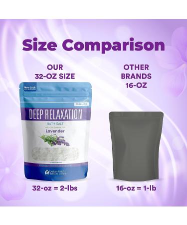 Deep Relaxation Bath Salt - 32oz Epsom Salt with Lavender Essential Oil and Vitamin C - BPA Free Pouch - 2lb Pack - Buy Online on GoSupps.com