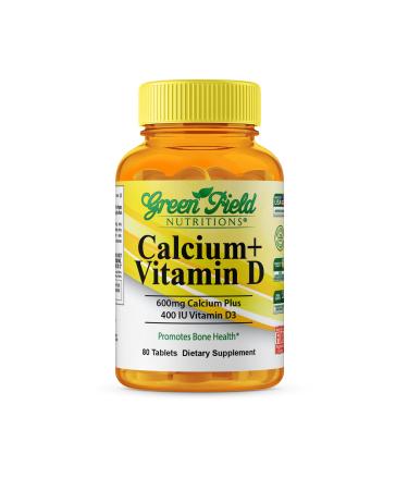 Greenfield Nutritions Halal Calcium Tablets with Vitamin D3 - Halal Calcium 600mg with Vitamin D3 400IU - 90 Halal Vitamins Calcium Tablets for Women and Men, Supports Bone Teeth and Immune Health