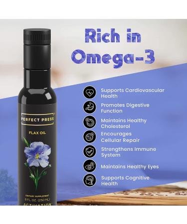 Activation Products Perfect Press Flax Seed Oil - Pure Flax Oil with Vegetarian Omega 3 Fatty Acids - Vegan 250ml Supplement for Heart Health and Digestive Support - Buy Online on GoSupps.com
