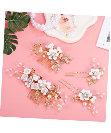 Gogogmee 1 Set Comb Set Hair Comb Clip Hair Flowers Bridal Hair Side Comb Bride Headdress Wedding Hair Comb Rhinestones Wedding Hair Clip Flower Hair Combs Women Flower Hairpins White Cloth - Buy Online on GoSupps.com