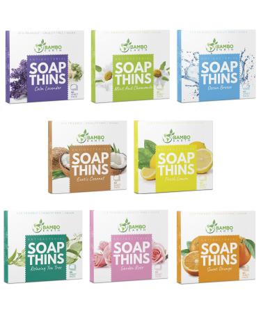 400 Sheets Antibacterial Paper Soap Strips For Hand Washing - 8 Pack Portable Disinfecting Pocket Travel Soap Thins Dissolvable & Disposable Camping Mini Size Dry SoapSheets For Hands (Variety 8x50) Antibacterial Variety Pack