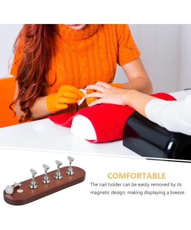 Baluue Nail Stand for Press on Nail Holder for Painting Nails Wood Nail Display Stand for False Nail Tip Manicure Tool Nail Art Display Home Salon Silver - Buy Online on GoSupps.com