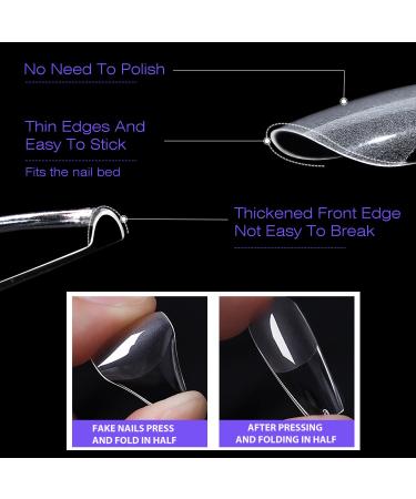 Beautilux 552 PCS Coffin Nail Tips - Medium Transparent Gel Nails Soft Full Cover for Home & Studio Manicure - Buy Online on GoSupps.com