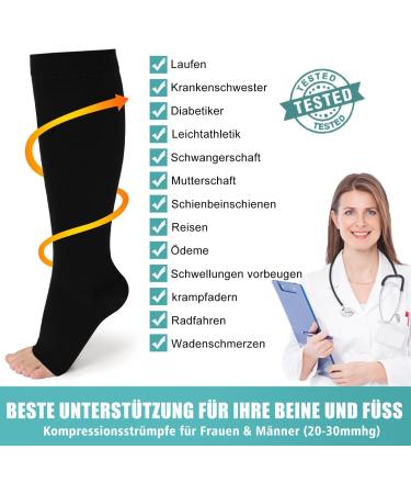 Evolyline Medical Compression Stockings for Women & Men - 20-30 mmHg Thrombosis & Support Socks for Varicose Veins - Black Ankle Length - Buy Online on GoSupps.com