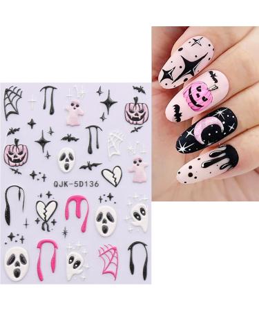 JMEOWIO 3D Embossed Halloween Nail Art Stickers Decals Self-Adhesive 5D Cute Ghost Pumpkin Star Nail Supplies Nail Art Design Decoration Accessories 4 Sheets - Buy Online on GoSupps.com