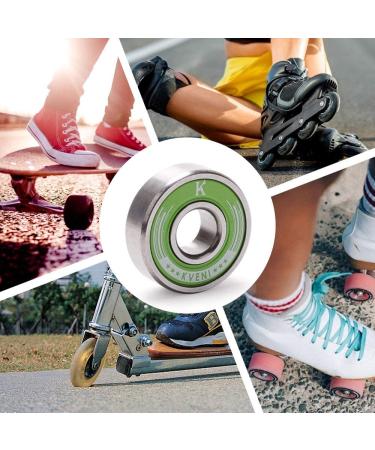 KVENI Premium Skateboard Bearings | High-Speed 608rs ABEC Pro-Longboard Bearings for Skateboards, Quad Skates, Rollerblades, Scooters - Green (Pack of 8) - Buy Online on GoSupps.com