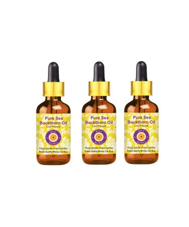 d ve herbes Pure Sea Buckthorn Oil (Hippophae rhamnoides) with Glass Dropper Cold Pressed (Pack of Three) 100ml X 3 (10 oz)