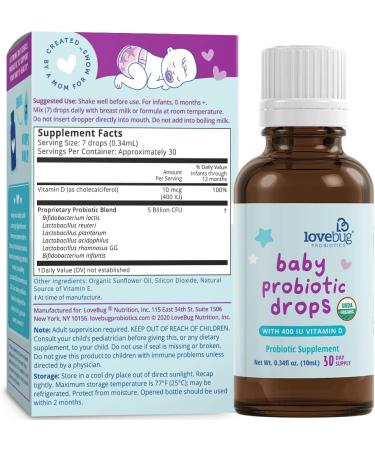 Organic Probiotic for Infants & Babies | Colic, Reflux, Diarrhea & Gas Relief | 5 Billion CFU Multi-Strain | Liquid Drops | Ages 0-24 Months - Buy Online on GoSupps.com