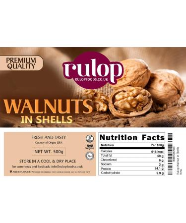 Rulop Walnuts in Shells 500g Chilian Walnuts Vegan and 100% Natural Packed in a Resealable Pouch to Maintain Freshness - Buy Online on GoSupps.com