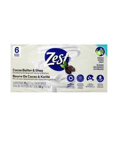 Zest Creamy Cocoa Butter & Shea Soap - 6 Bars (3.2 oz each) | Nourishing Moisture & Soft Skin - International Shipping Available - Buy Online on GoSupps.com