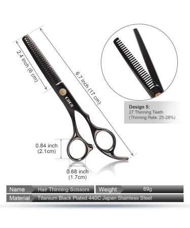 CIICII Hair Cutting Scissors Set - Professional Hairdressing Shears for Men, Women, and Pets - Home Salon and Barber Kit - Black Hair Scissors - Buy Online on GoSupps.com