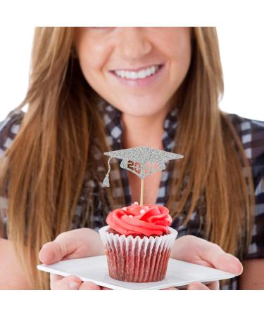 24 PCS 2024 Graduation Cupcake Topper Glitter Class of 2024 Grad Cap Congrats Grad Cupcake Picks for 2024 Graduation Theme Party Cake Decorations Silver - Buy Online on GoSupps.com
