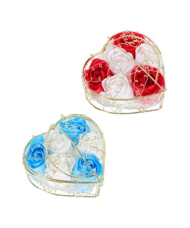 Didiseaon 2 Sets Soap Box Colorful Soap Forever Preserved Rose Roses Fresh Flowers Ladies Baskets Simulation Soap Fine Box Iron
