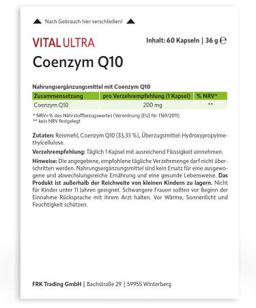 Vital Ultra Coenzyme Q10 - 60 Vegan Capsules | 200mg Fermented CoQ10 from Germany - No Additives - Buy Online on GoSupps.com