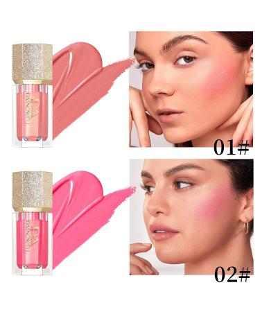 PASNOWFU 2 Colors Liquid Blush: Long-Lasting 3-In-1 Cream Blush for Cheeks & Lips - Foggy Pink+Peach - Buy Online on GoSupps.com